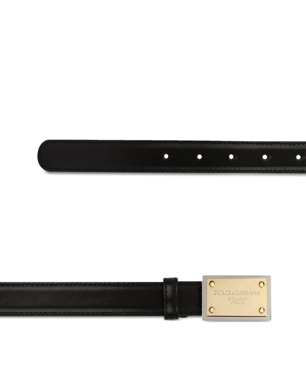 Dolce & Gabbana Black Thin Leather Dg Buckle Belt