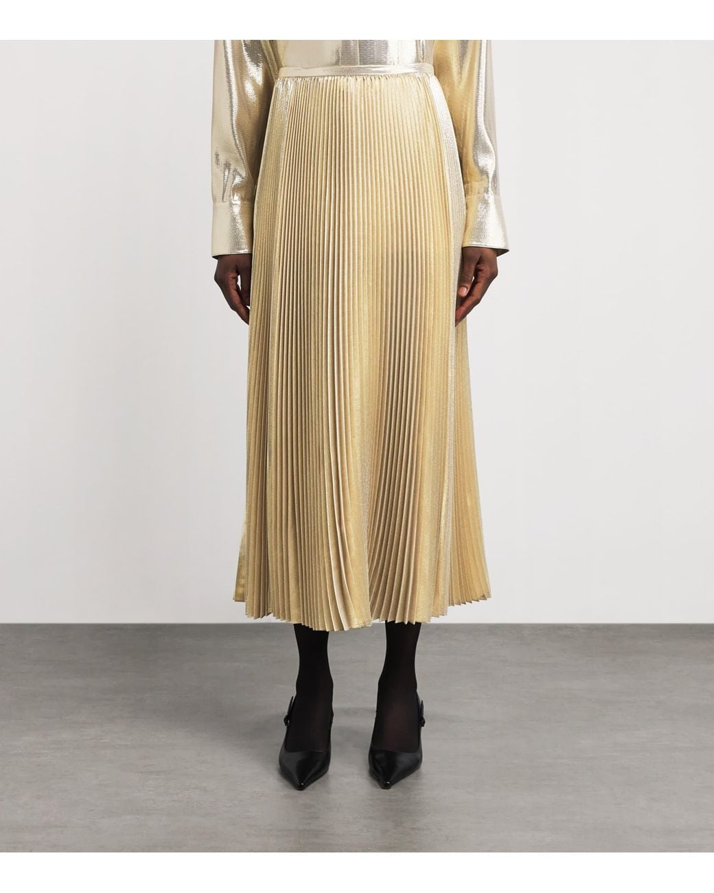 Joseph Natural Silk-Blend Lamé Essai Midi Skirt