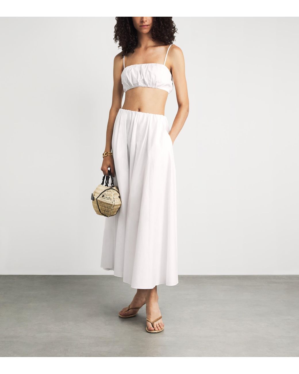 Staud White Stretch-Cotton Fiore Crop Top