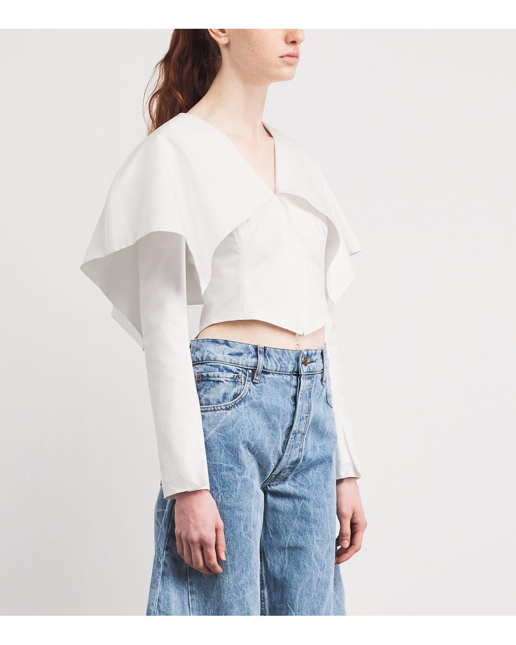 A.W.A.K.E. MODE White Cotton-Blend Shawl-Collar Blazer