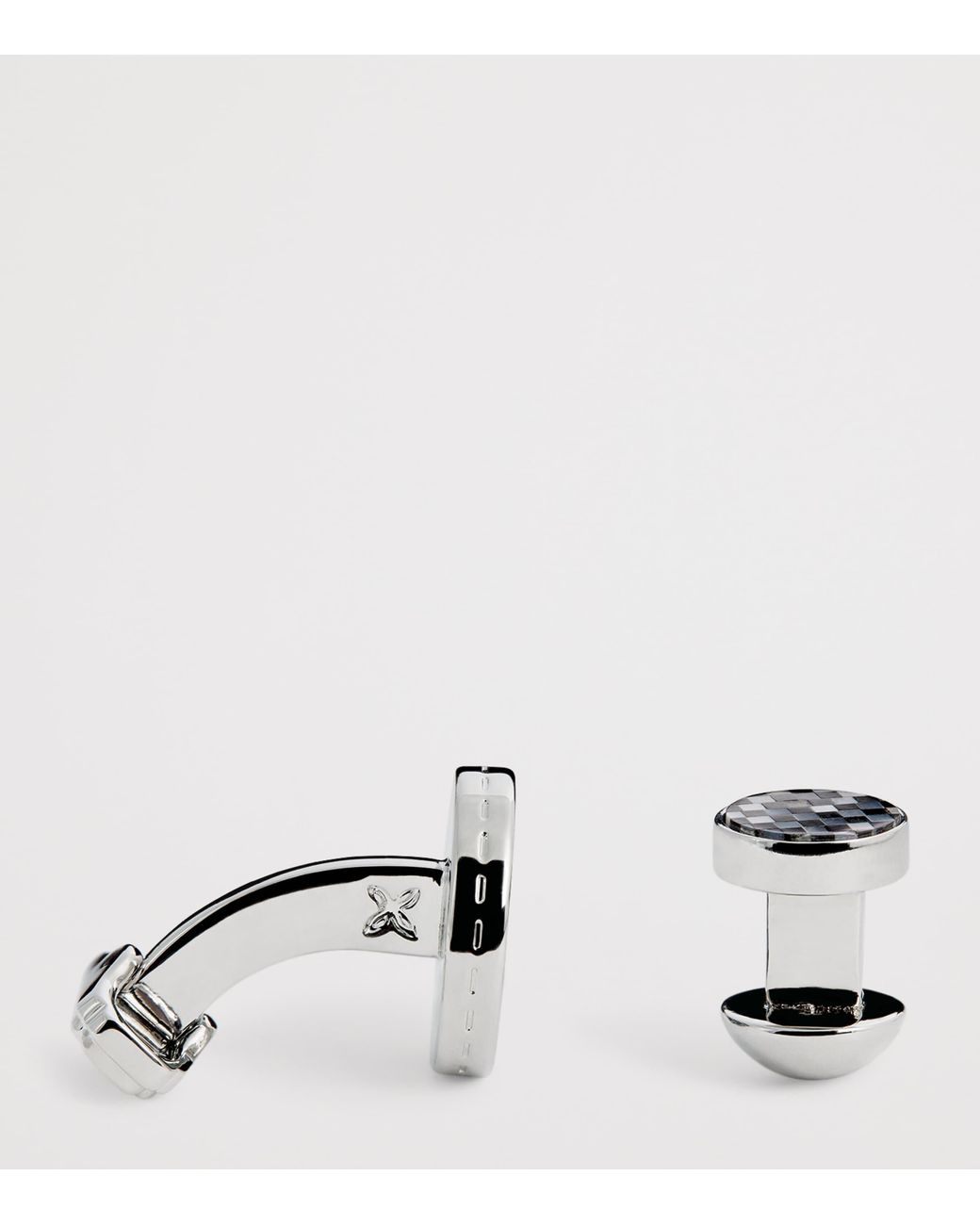 Tateossian White Thompson Onyx Checkerboard Cufflinks And Studs Set for men