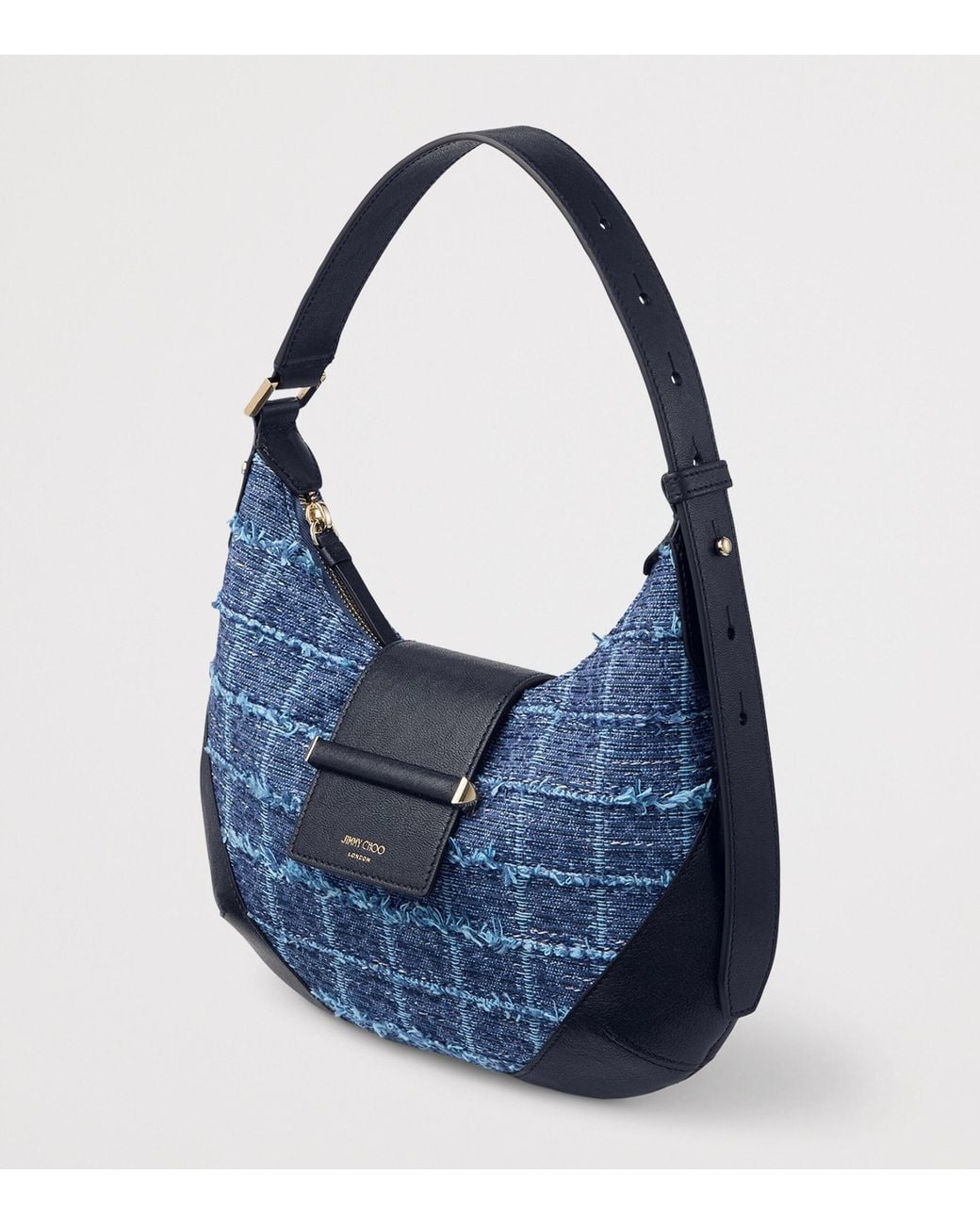 Jimmy Choo Blue Leather-Denim Bar Shoulder Bag