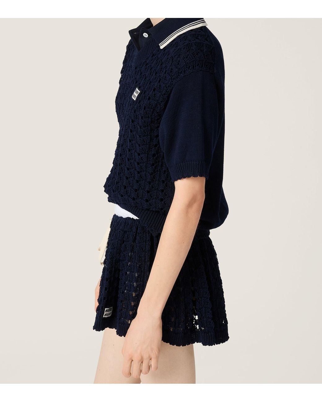 Miu Miu Blue Cotton Polo Sweater
