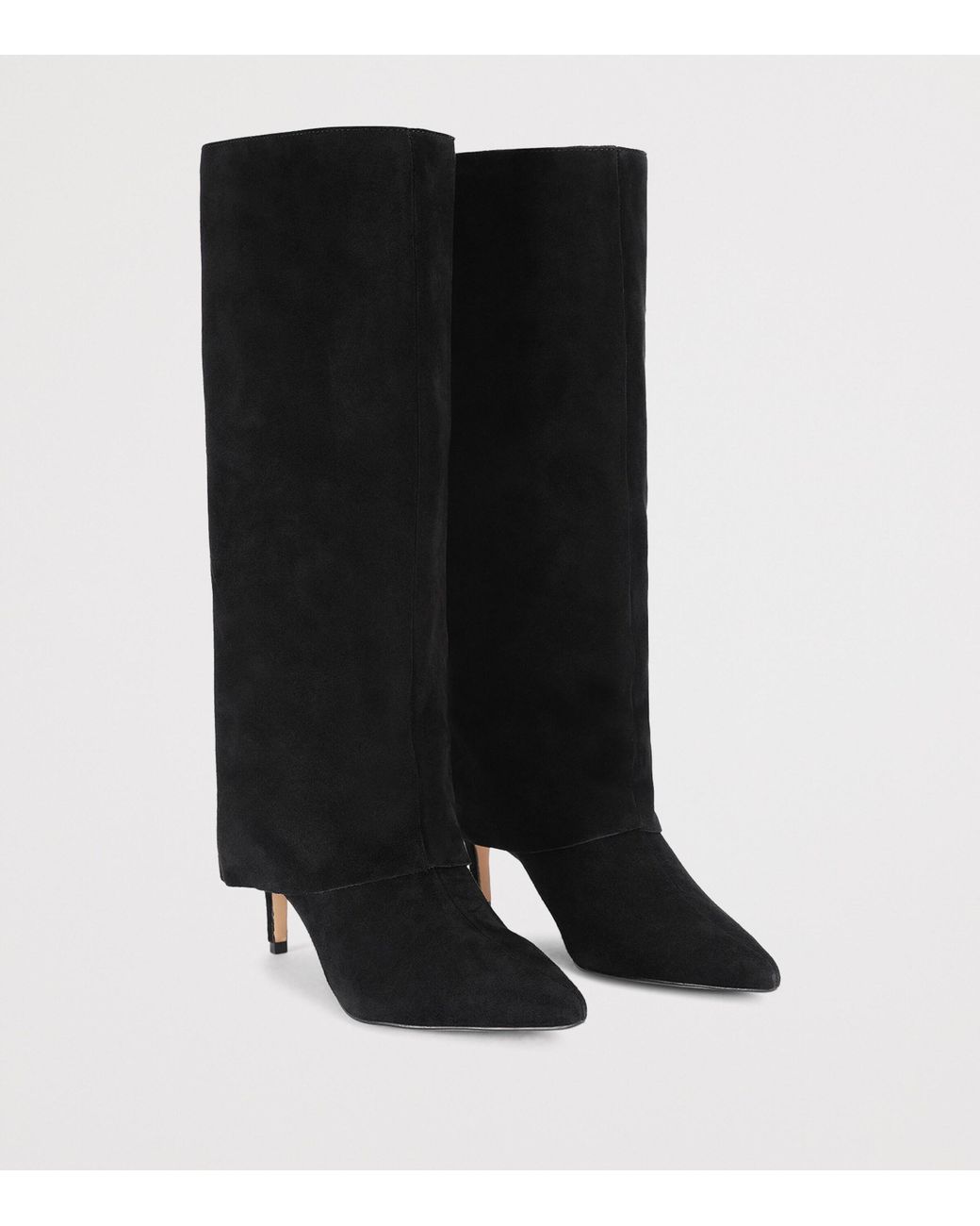 Kurt Geiger Black Suede Mansion Fold Heeled Boots 90