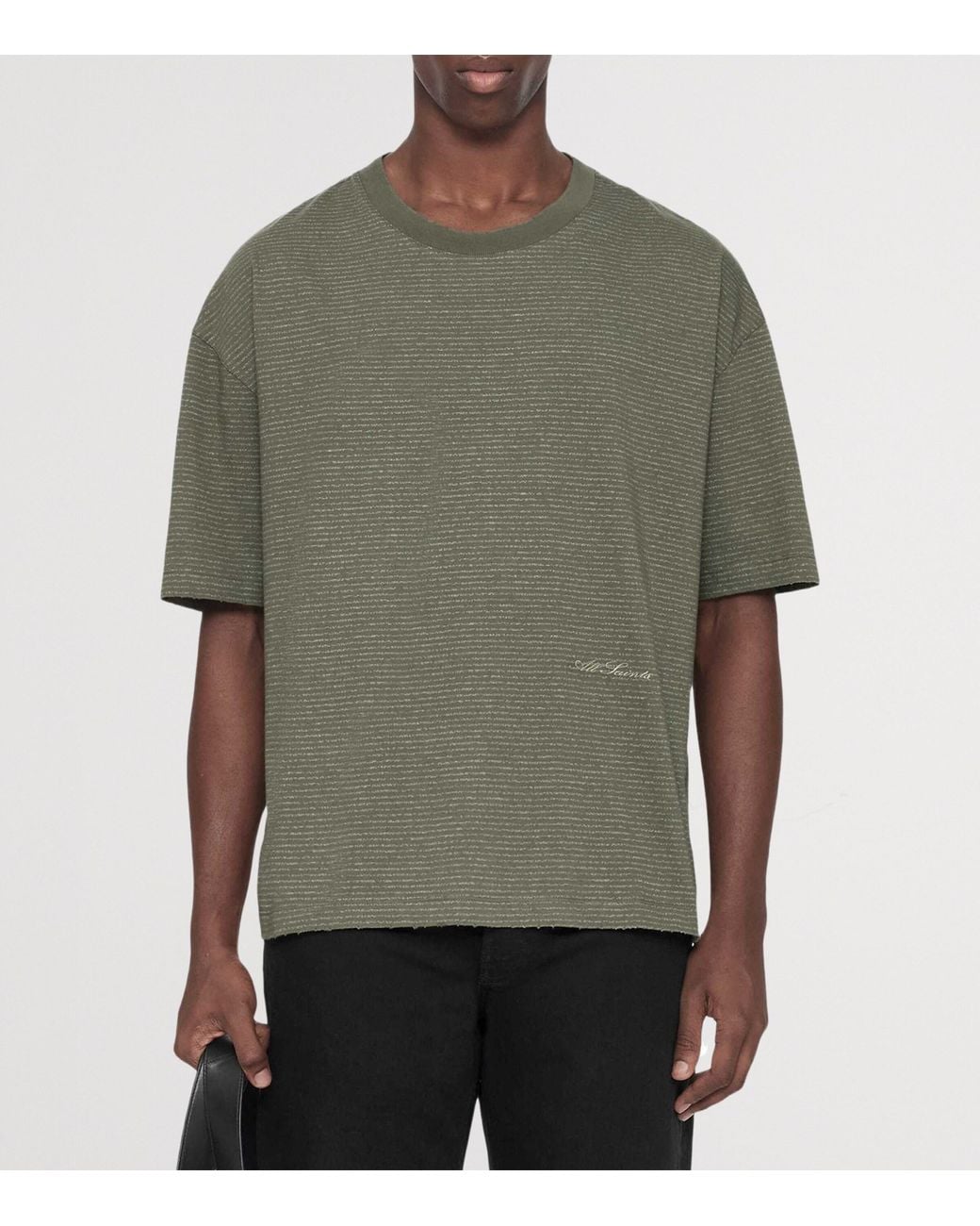 AllSaints Green Axel Crew-Neck T-Shirt for men