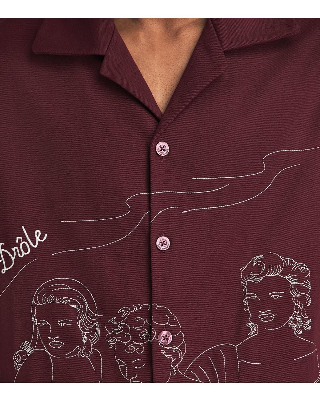Drole de Monsieur Red Printed Short-Sleeve Shirt for men