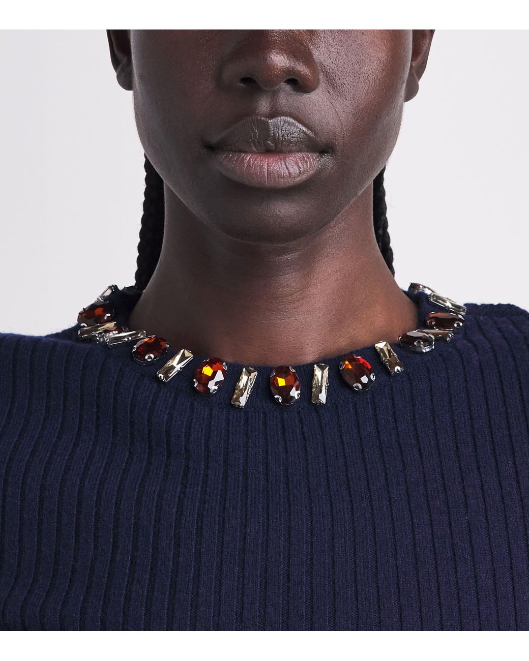 Sandro Blue Wool-Blend Embellished Sweater