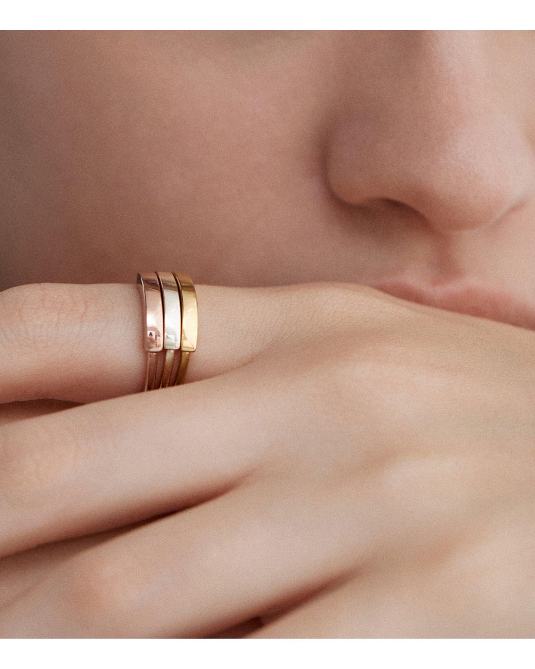 Monica Vinader White Sterling Linear Stacking Ring