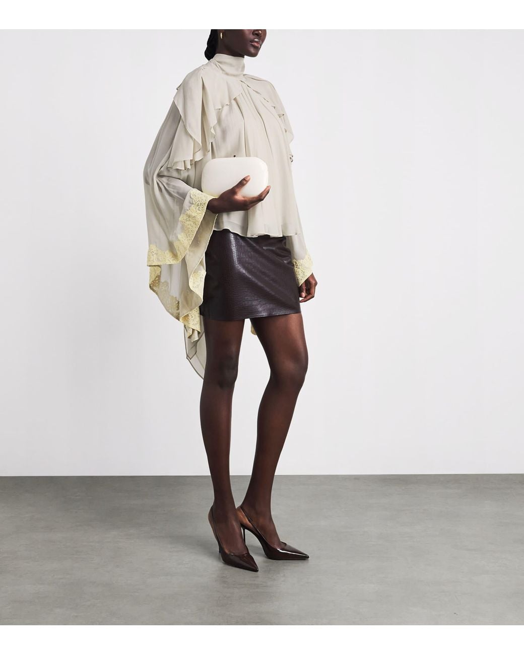 De La Vali White Cape-Detail Alitha Blouse