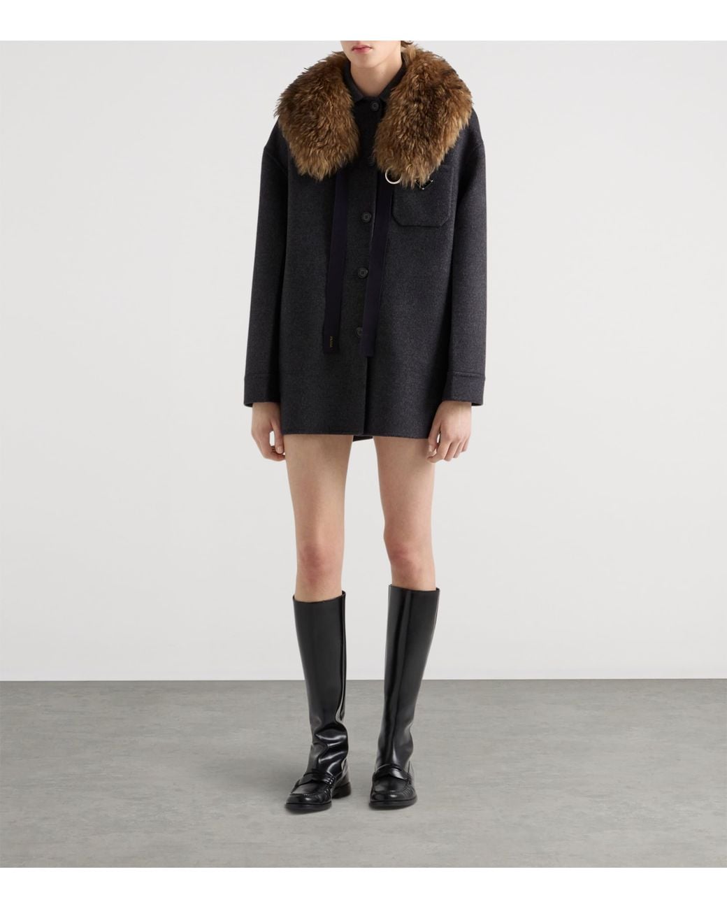 Prada Black Wool-Cashmere Oversized Shirt