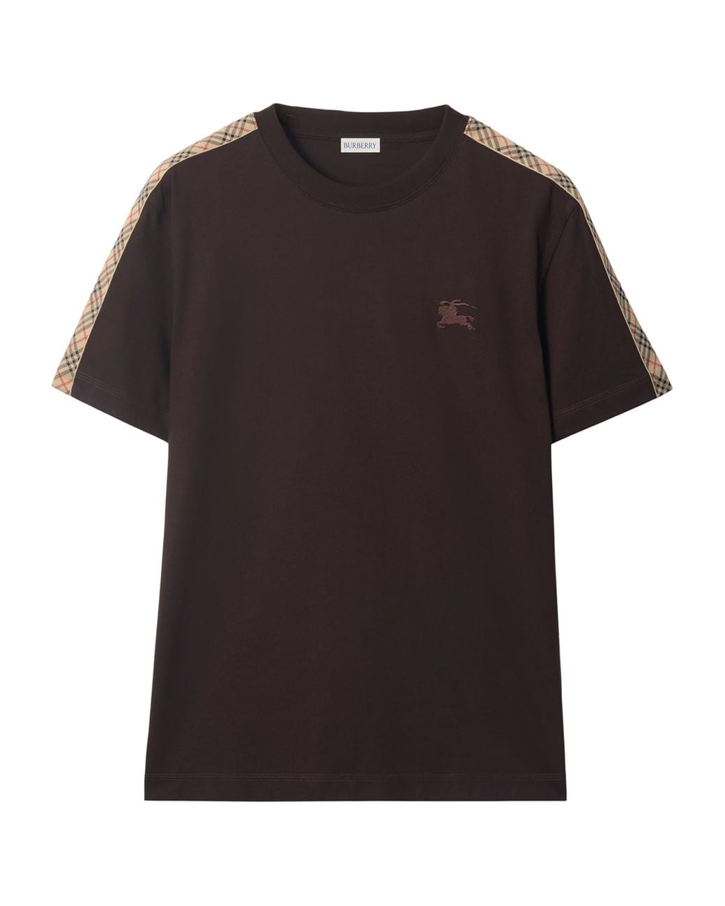 Burberry Check-Trim T-Shirt in Black for Men | Lyst