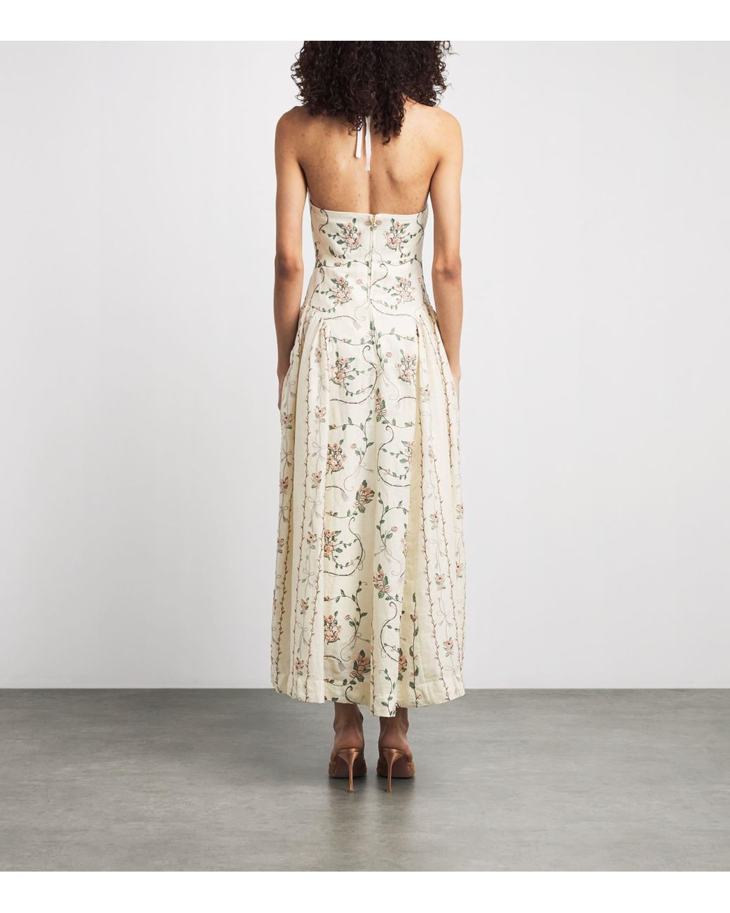 Agua Bendita White Linen Balsa Navegante Midi Dress