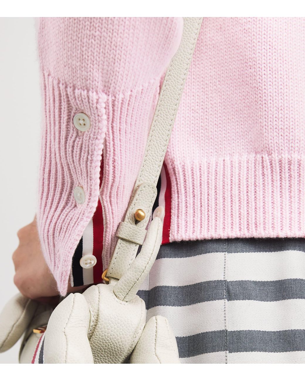 Thom Browne Pink Wool Hector 4-Bar Cardigan