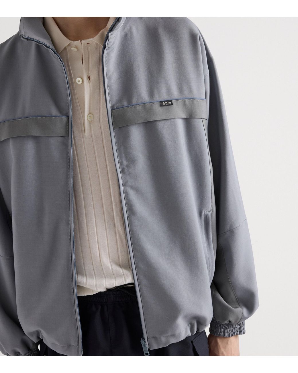 Prada Gray Virgin Wool-Mohair Jacket for men