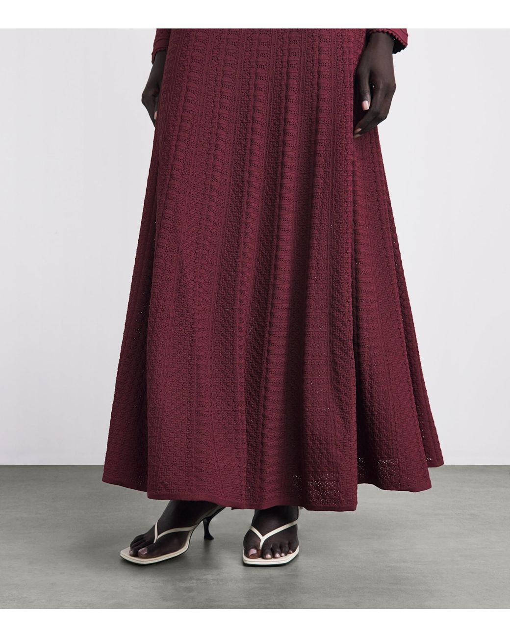 Sandro Purple Pointelle Knit Maxi Dress