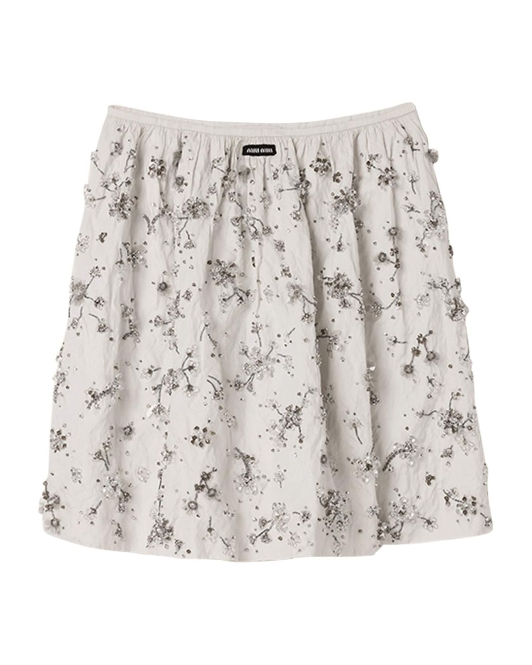 Miu Miu Natural Embroidered Duchesse Mini Skirt