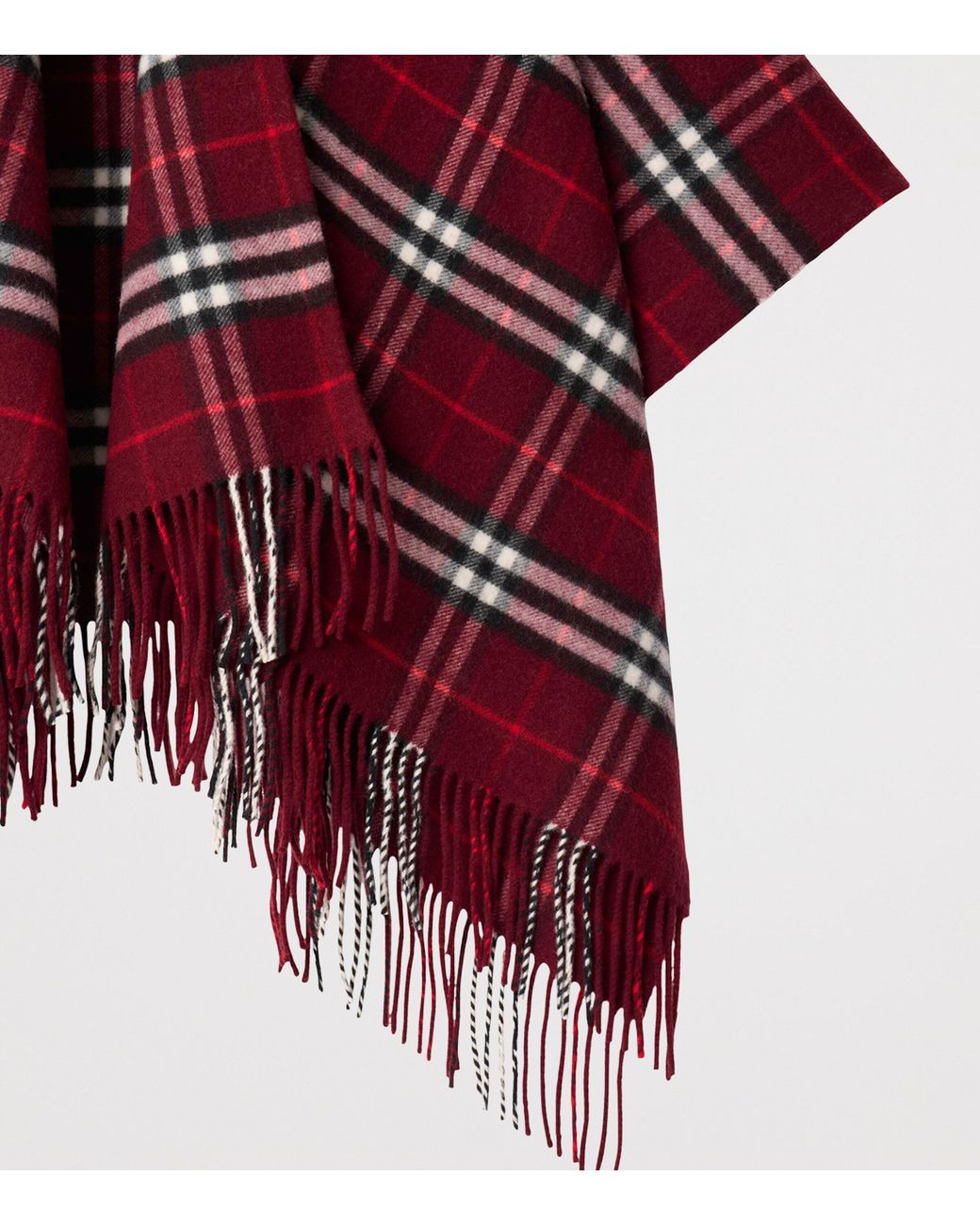 Burberry Red Check Wool Cashmere Cape