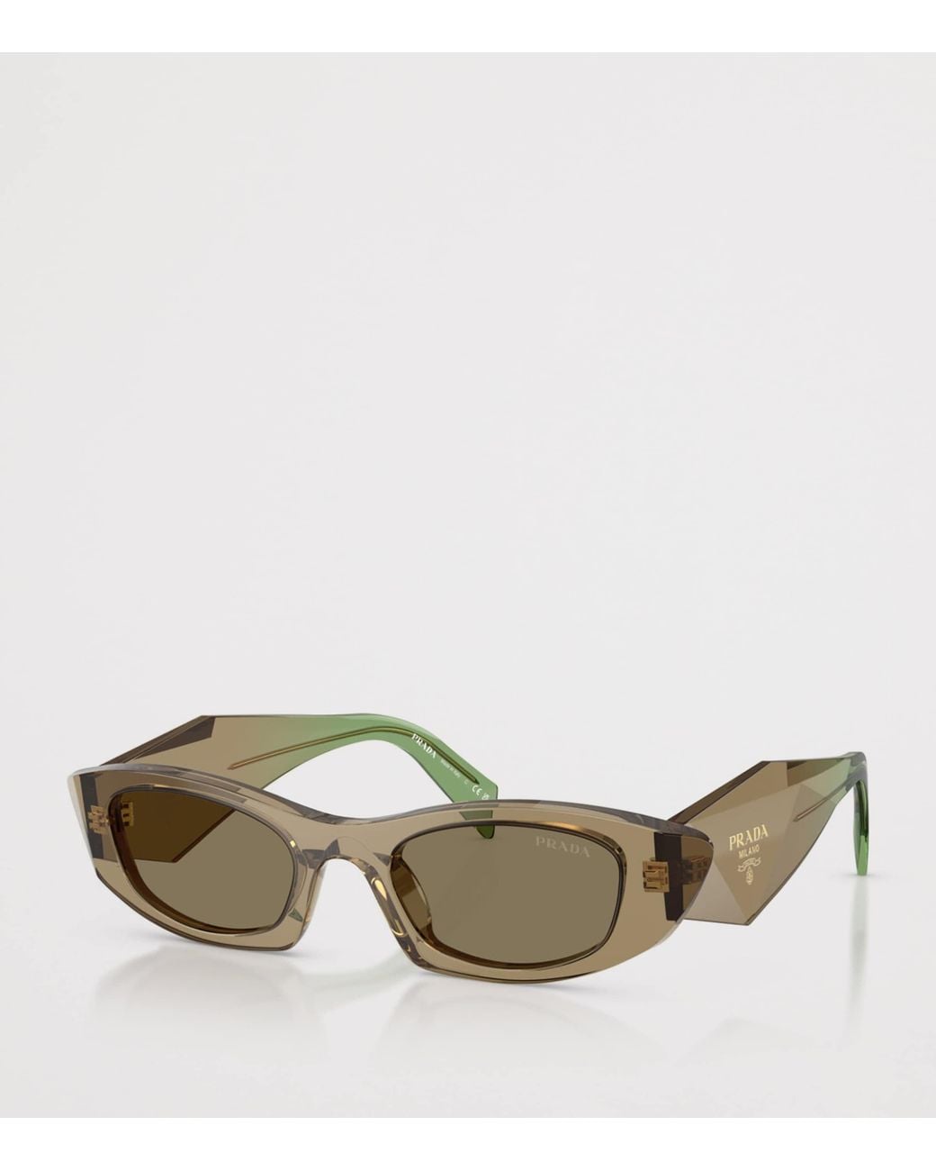 Prada Green Acetate Oval Sunglasses