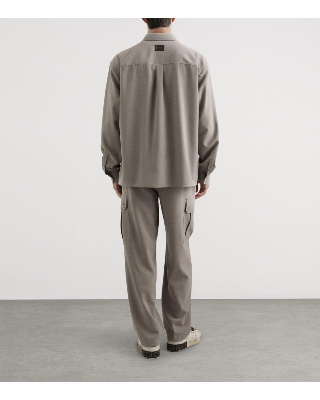 Dolce & Gabbana Gray Virgin Wool Cargo Trousers for men