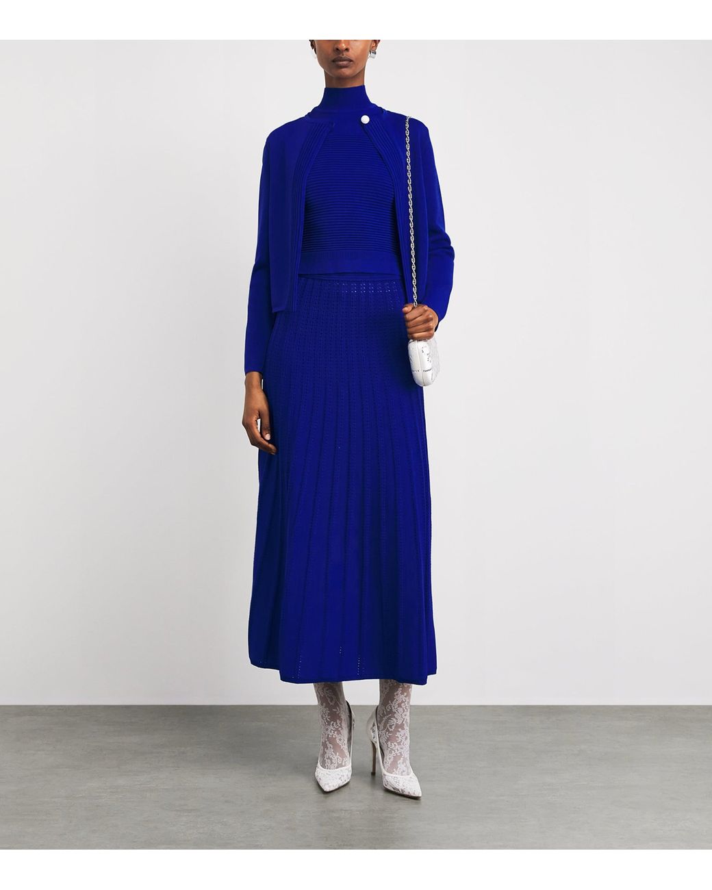 Edeline Lee Blue Knitted Open Cardigan