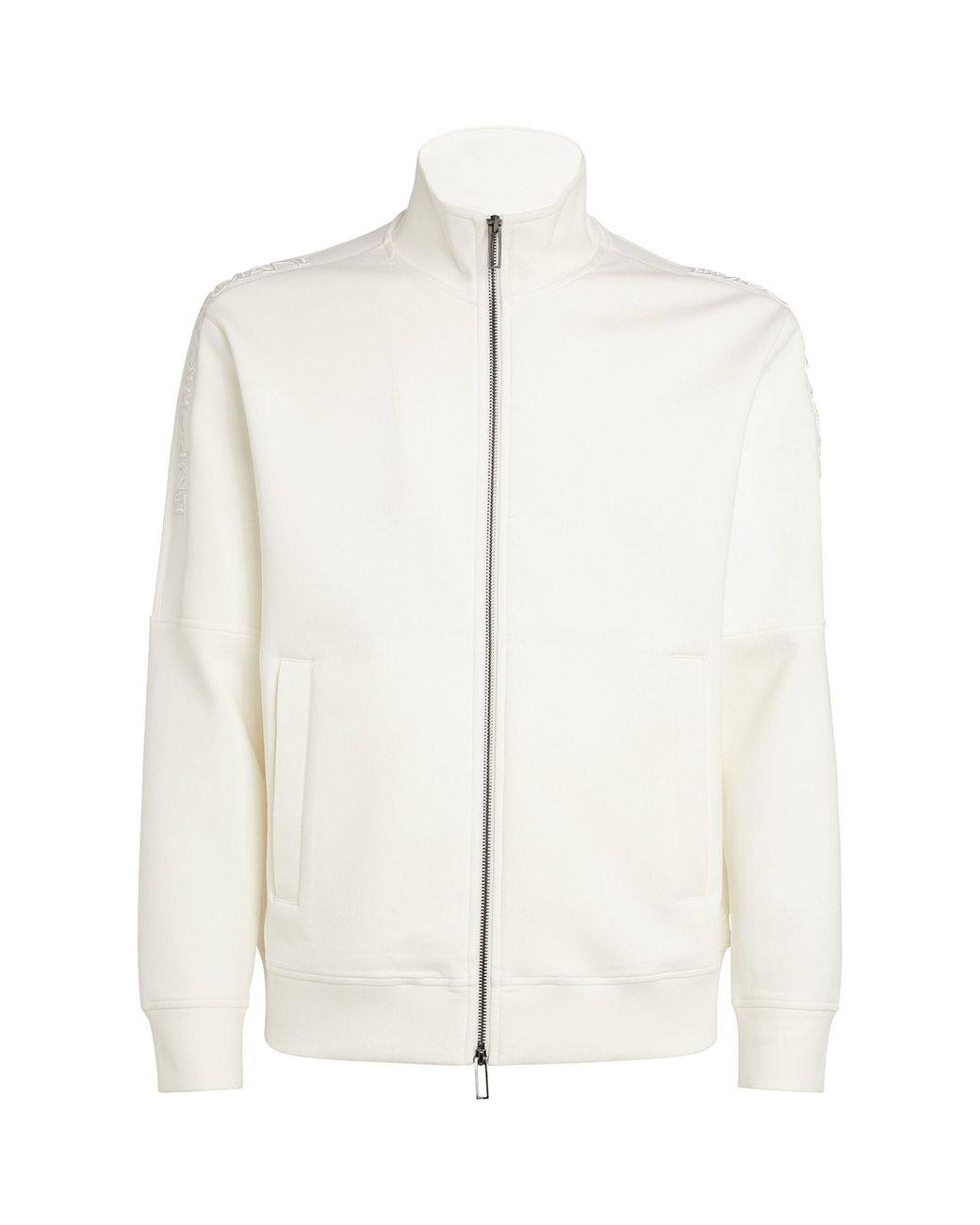 Emporio Armani Cotton Logo-embroidered Zip-up Sweater in White for Men ...