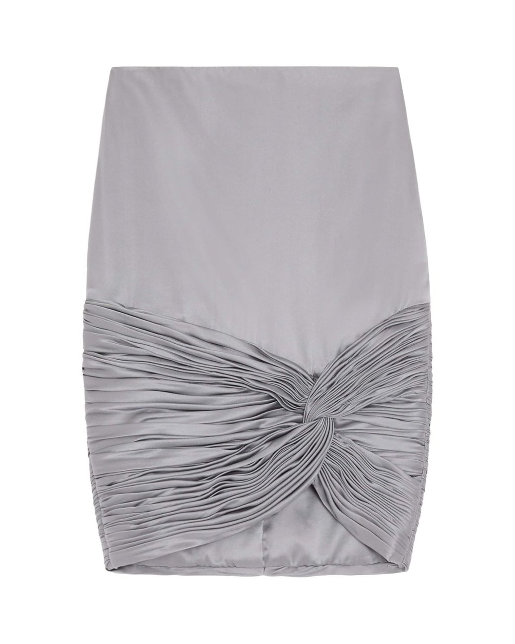 Valentino Gray Satin Draped Plissé Mini Skirt