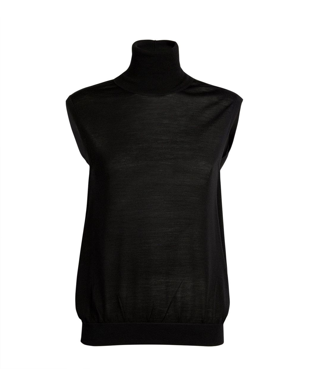 Totême Wool Rollneck Sweater Vest in Black | Lyst