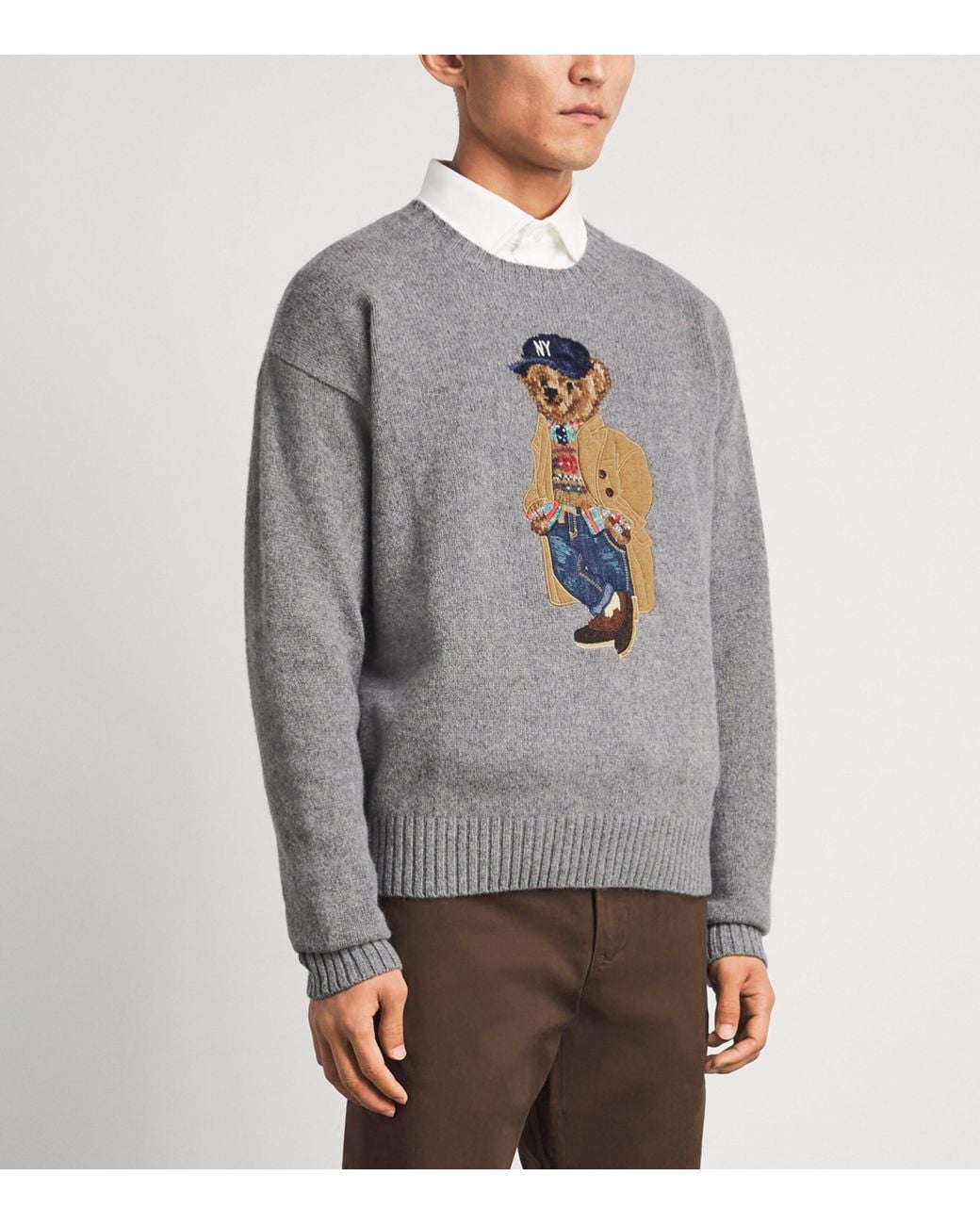 Polo Ralph Lauren White Wool-Cashmere Polo Bear Sweater for men
