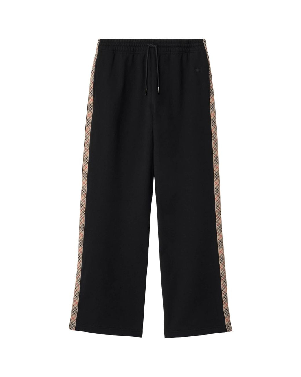 Burberry Black Jersey Check-Trim Sweatpants