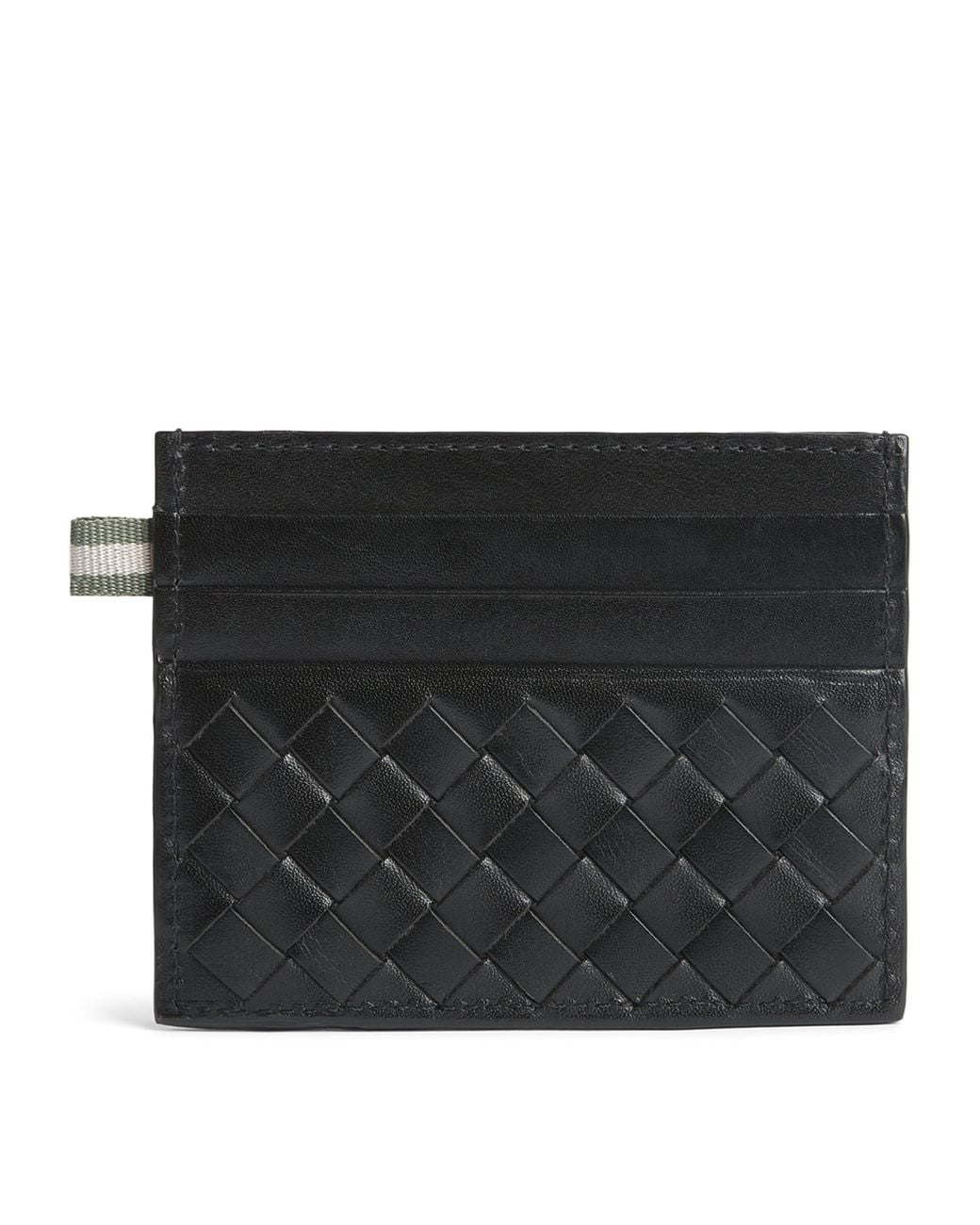 Officine Creative Black Woven Leather Card Holder for men