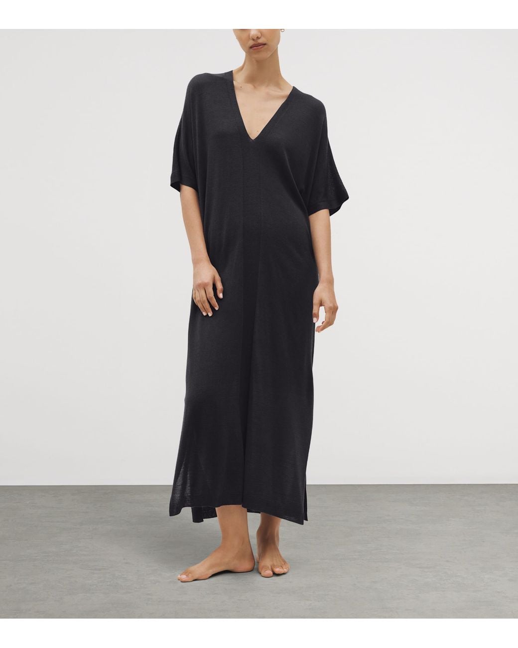 Shelep Black Merino Wool-Silk Kaftan