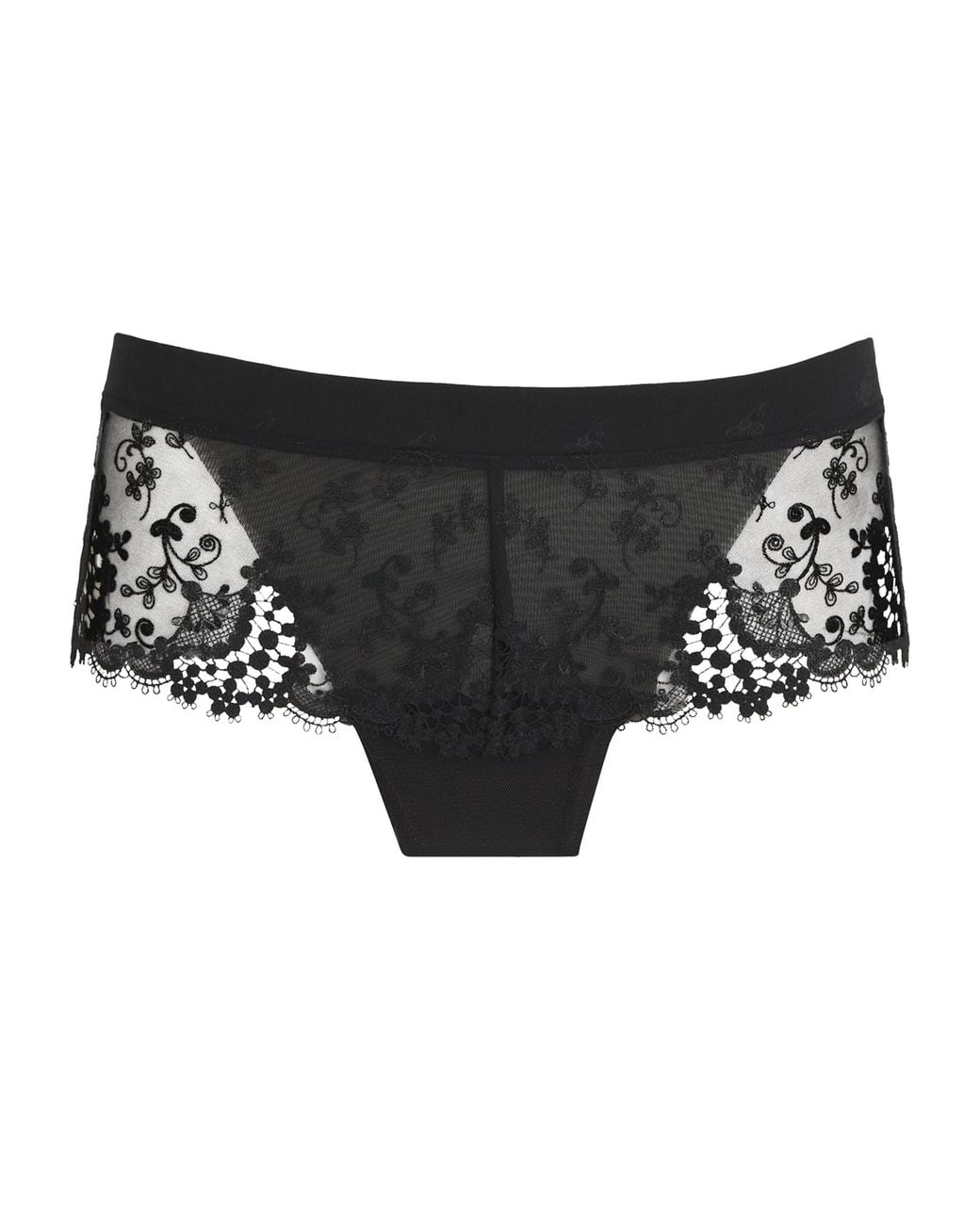Simone Perele Black Lace Embroidered Briefs