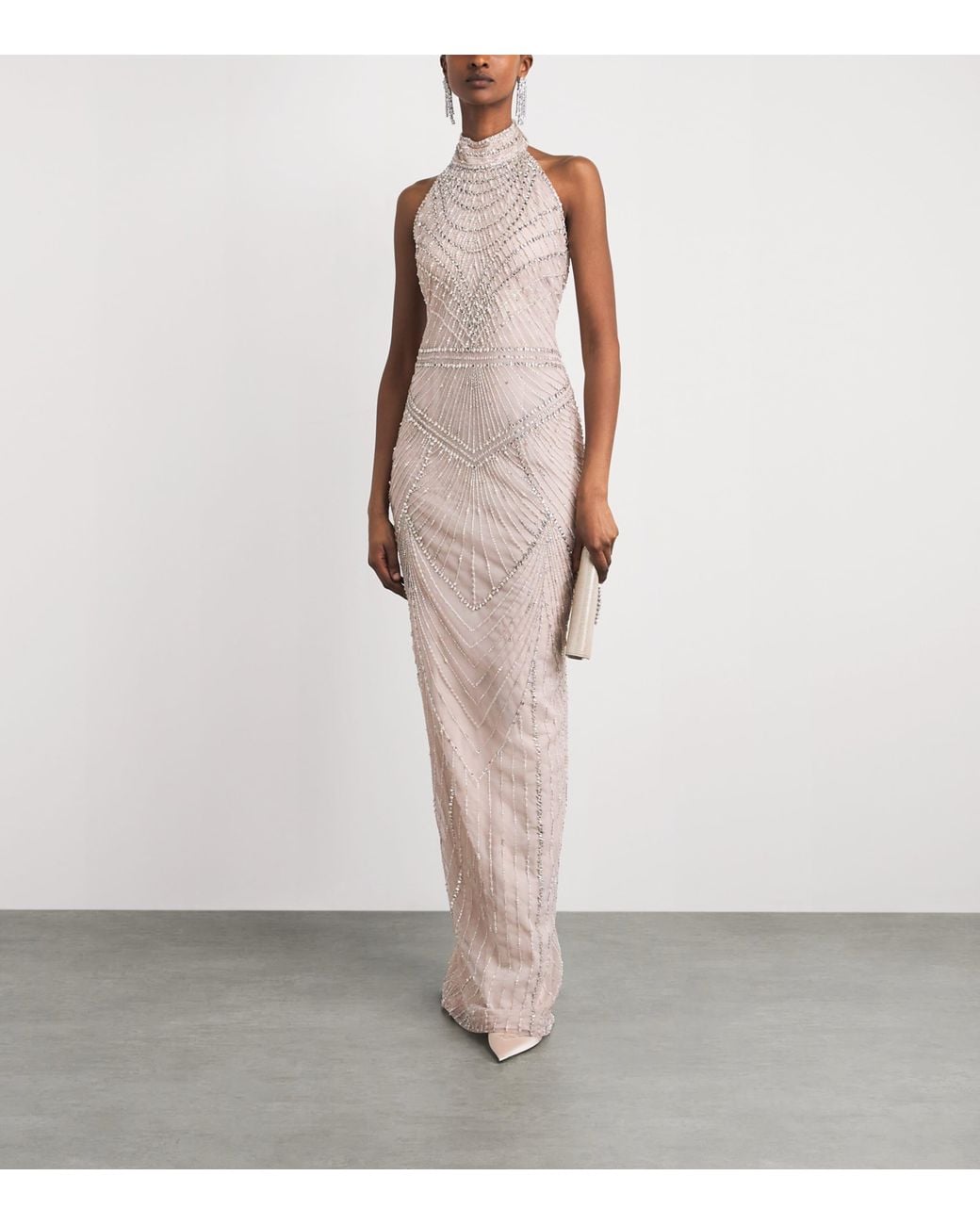 Pamella Roland White Embellished Halterneck Gown