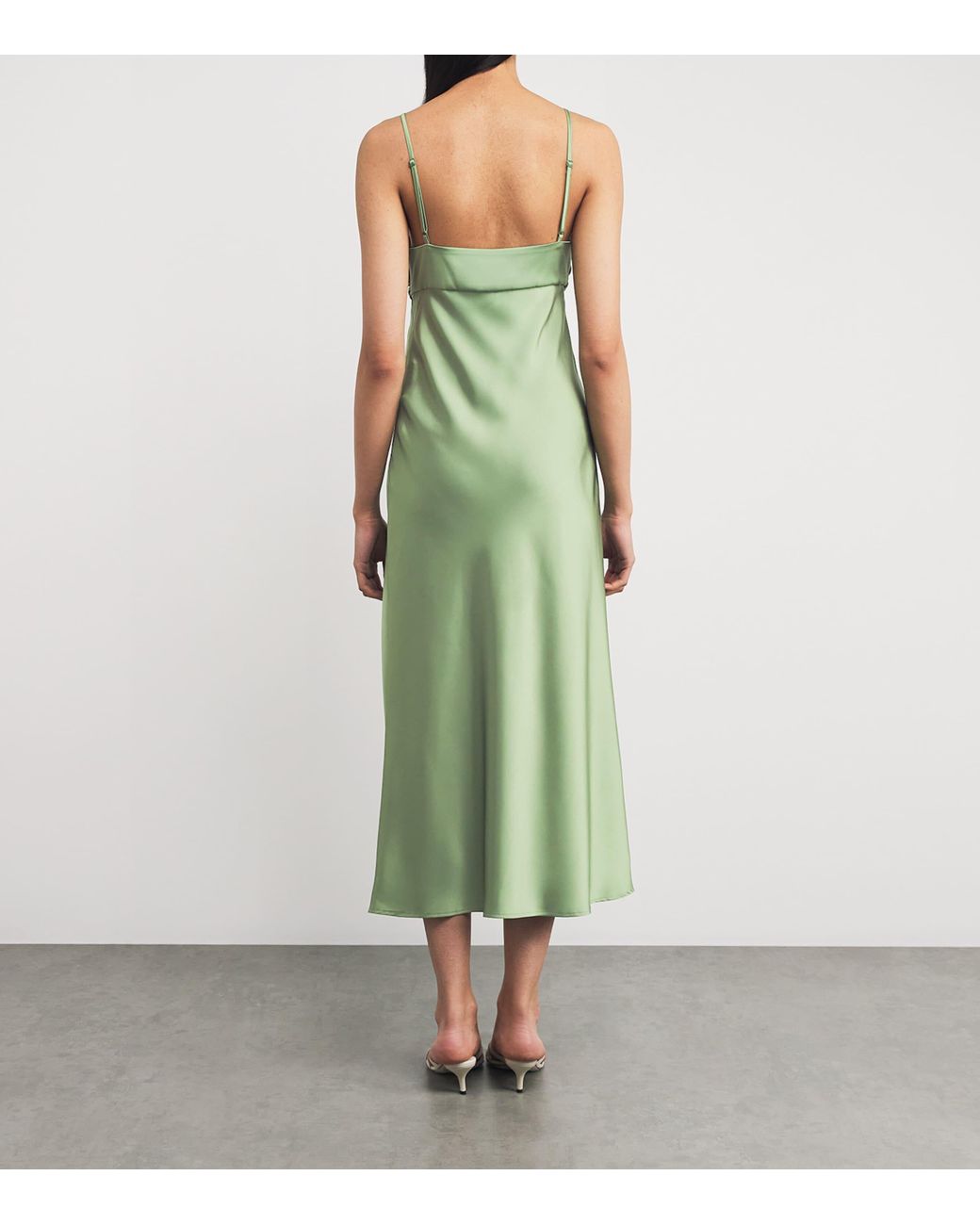 Claudie Pierlot Satin Sleeveless Midi Dress in Green | Lyst