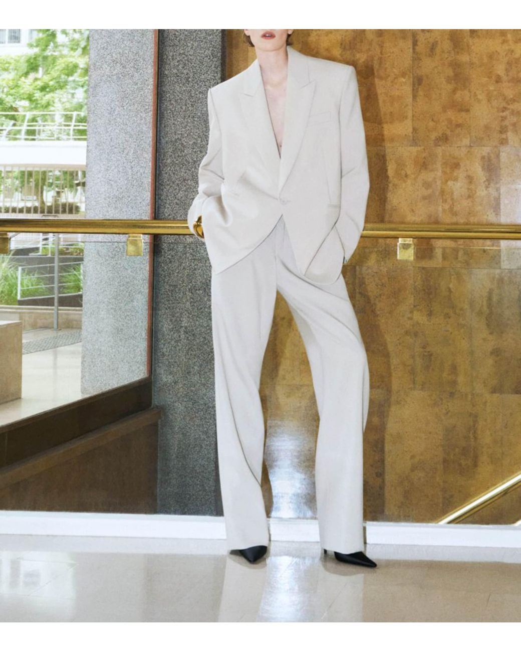 Saint Laurent Natural Virgin Wool Oversized Blazer