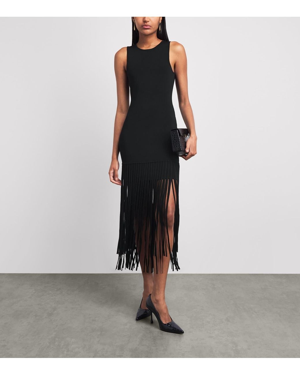 Toccin Black Margaux Fringe Mini Dress