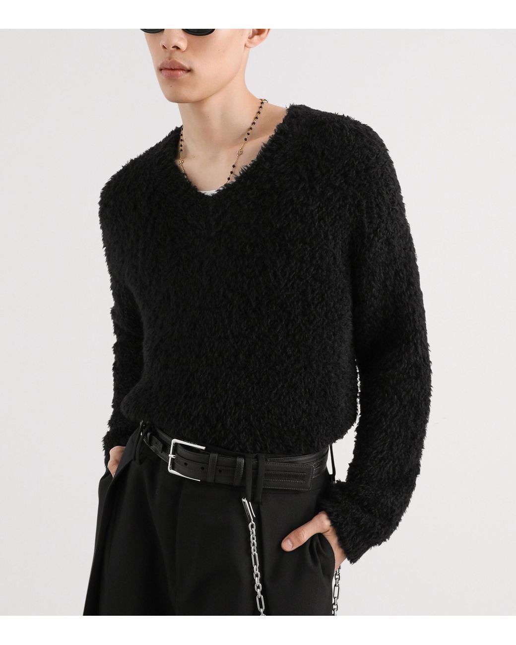 Dolce & Gabbana Black V-Neck Sweater for men