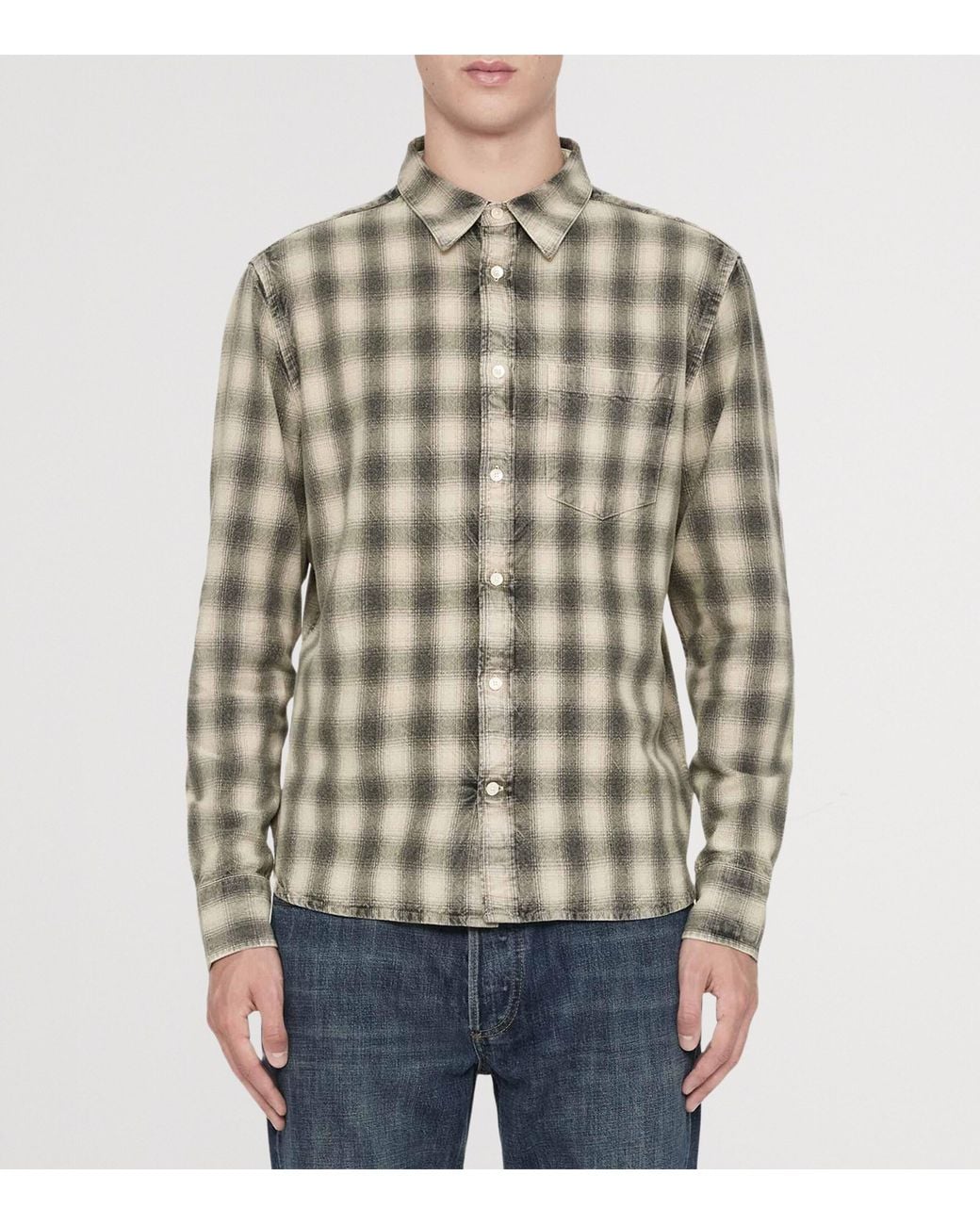 AllSaints Gray Bower Check Shirt for men