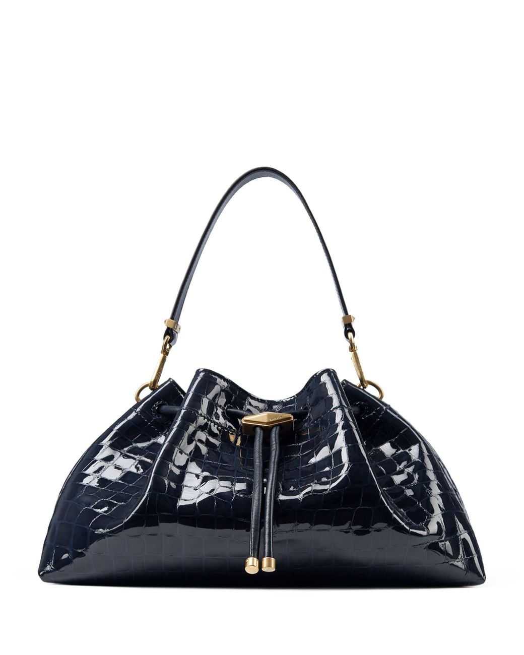 Jimmy Choo Blue Croc-Embossed Bon Bon Shoulder Bag