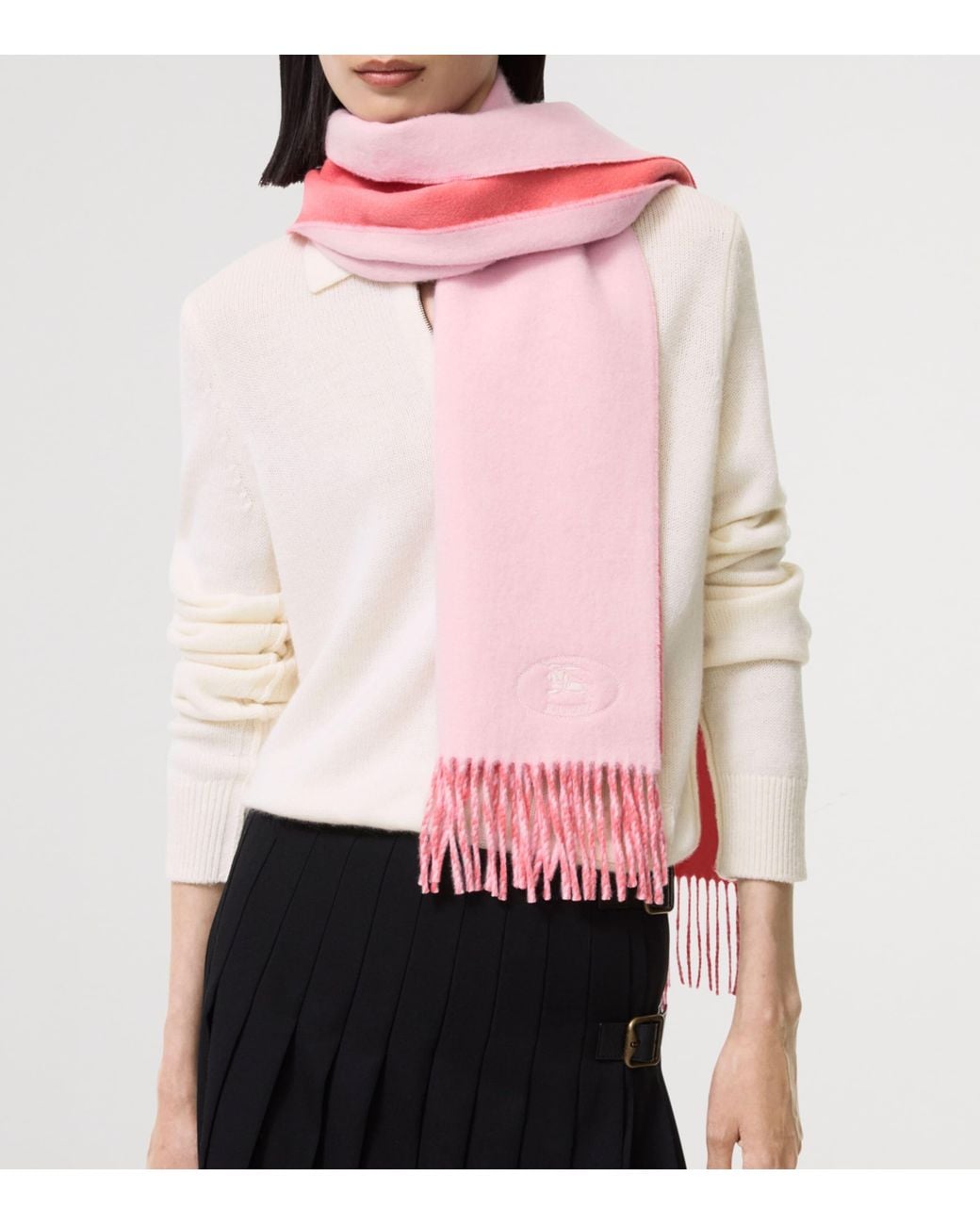 Burberry Pink Cashmere Ekd Stamp Scarf