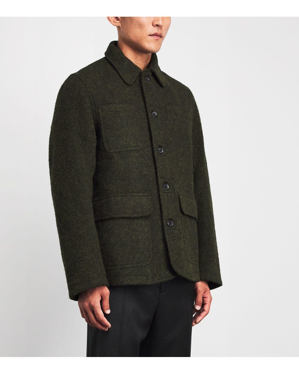 Oliver Spencer Green Wool Addington Overshirt for men