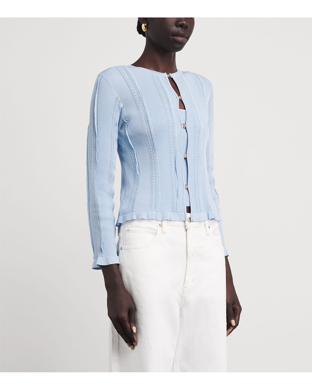 Maje Blue Pointelle 2-In-1 Cardigan