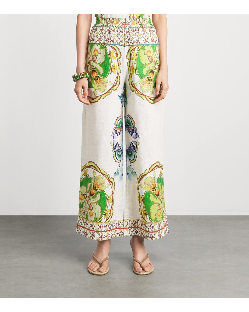 Lug Von Siga Green Printed Madison Wide-Leg Trousers