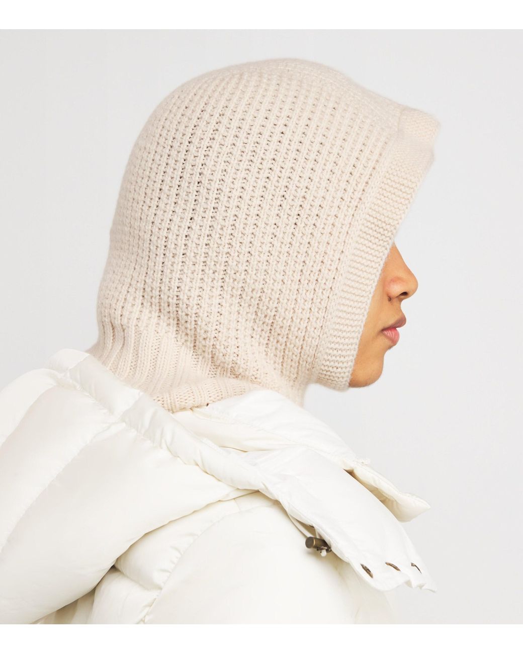 Johnstons White Cashmere Waffle-Stitch Hood