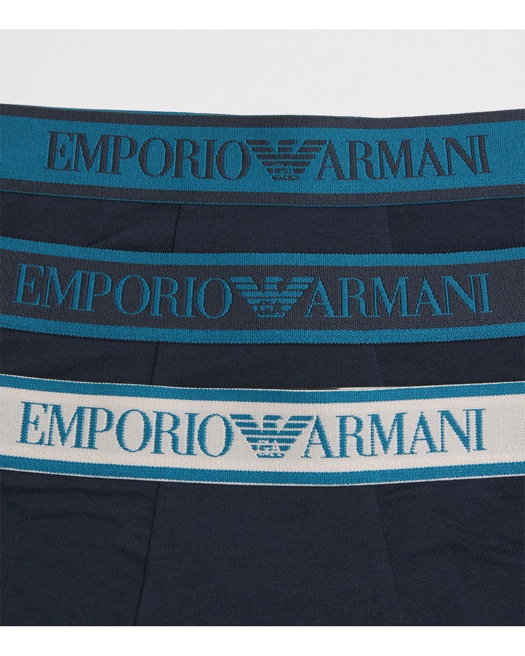 Emporio Armani Blue Stretch-Cotton Logo Trunks for men