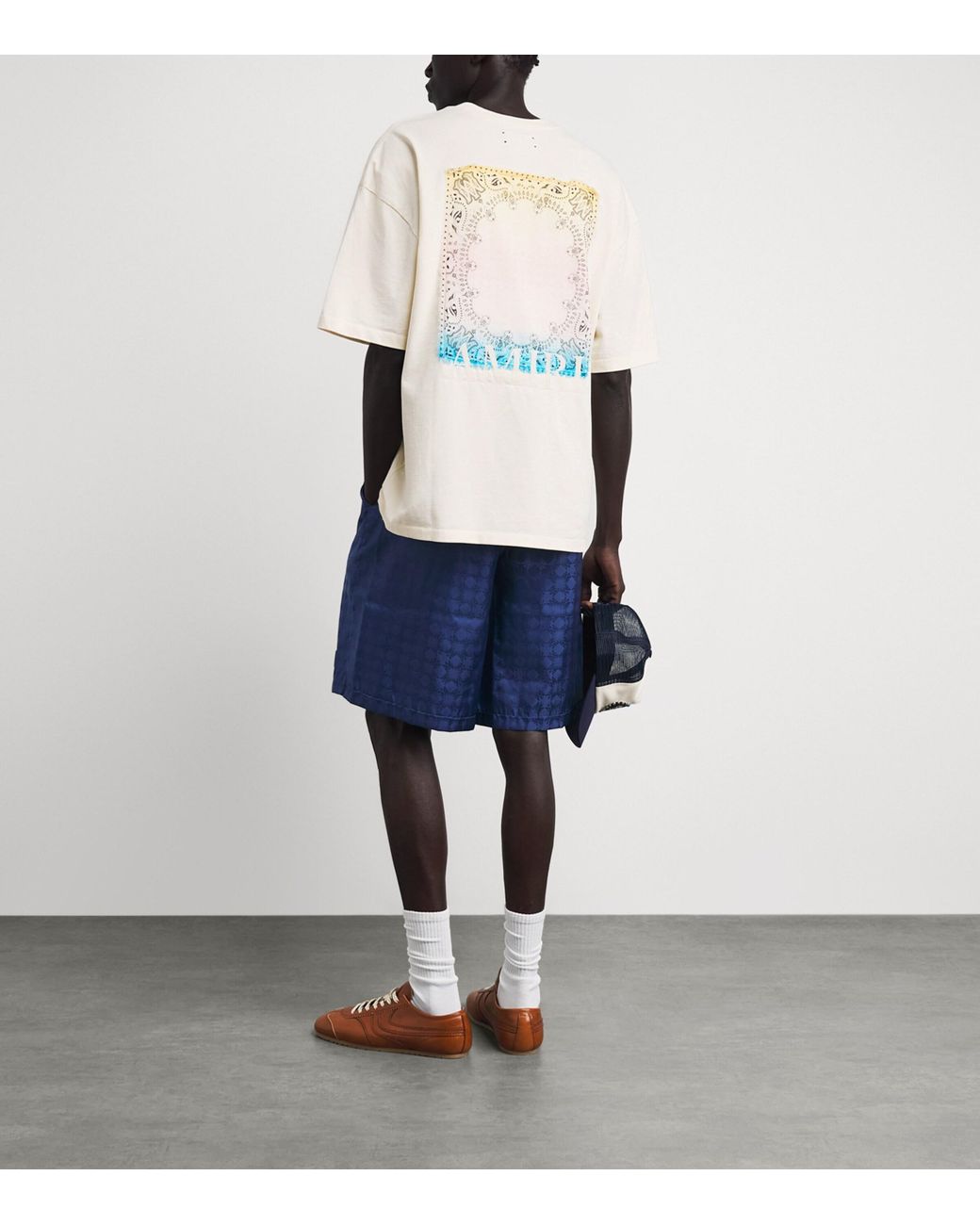 Amiri White Cotton Check Patch T-Shirt for men