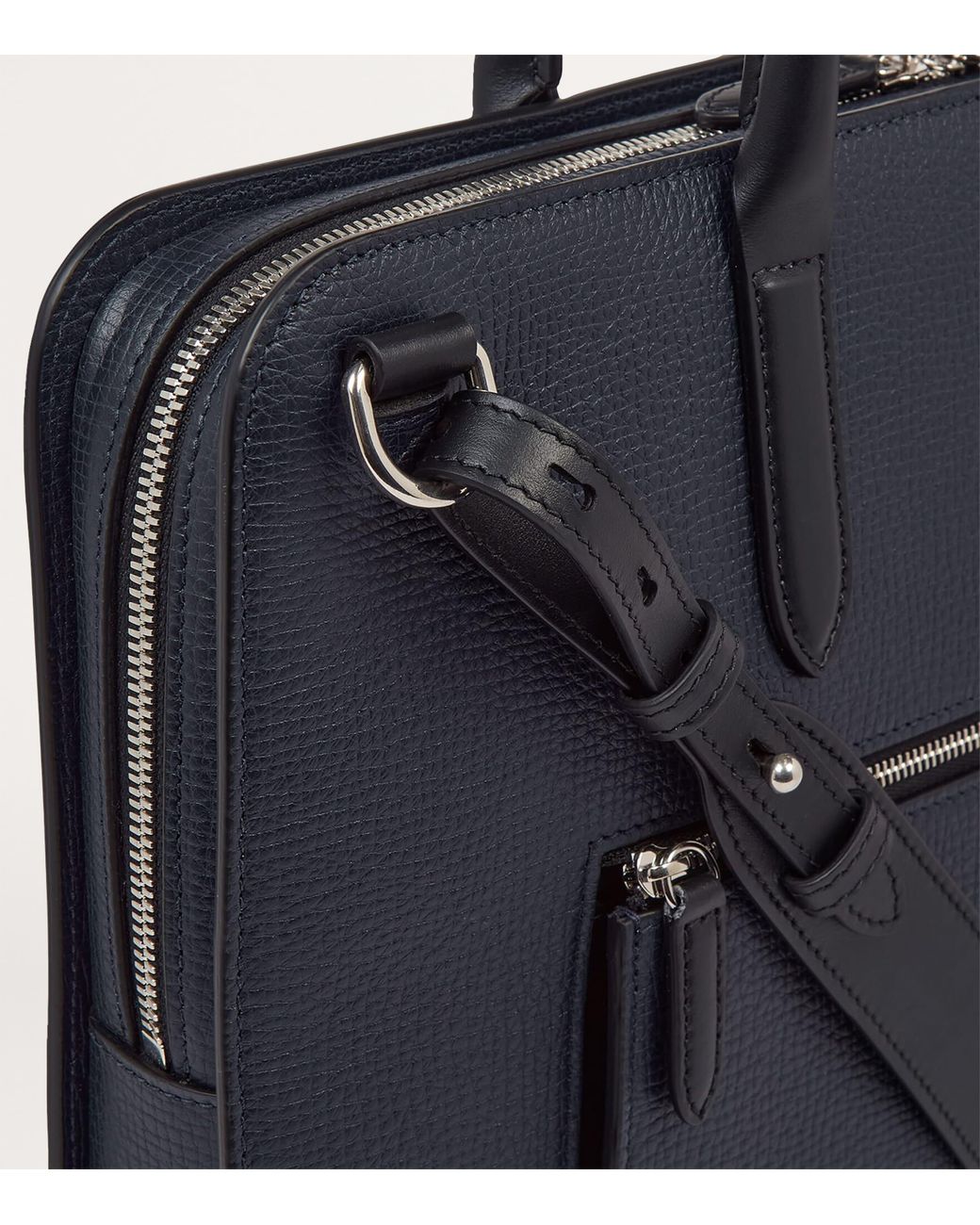 Smythson Blue Slim Leather Laptop Briefcase for men