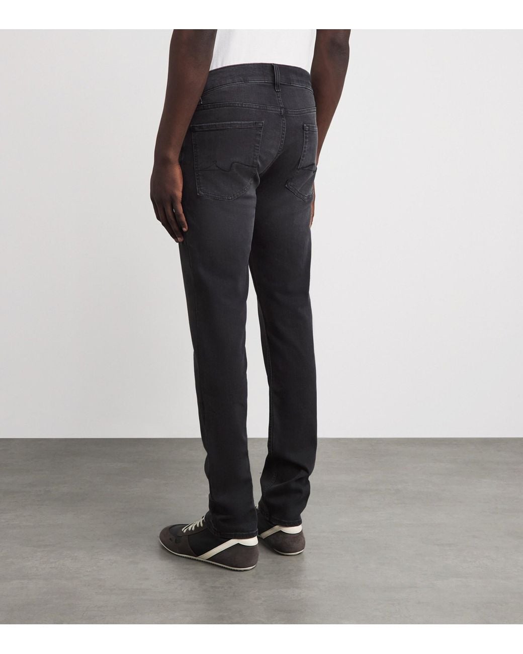 7 For All Mankind Black Slimmy Lux Performance Plus Jeans for men