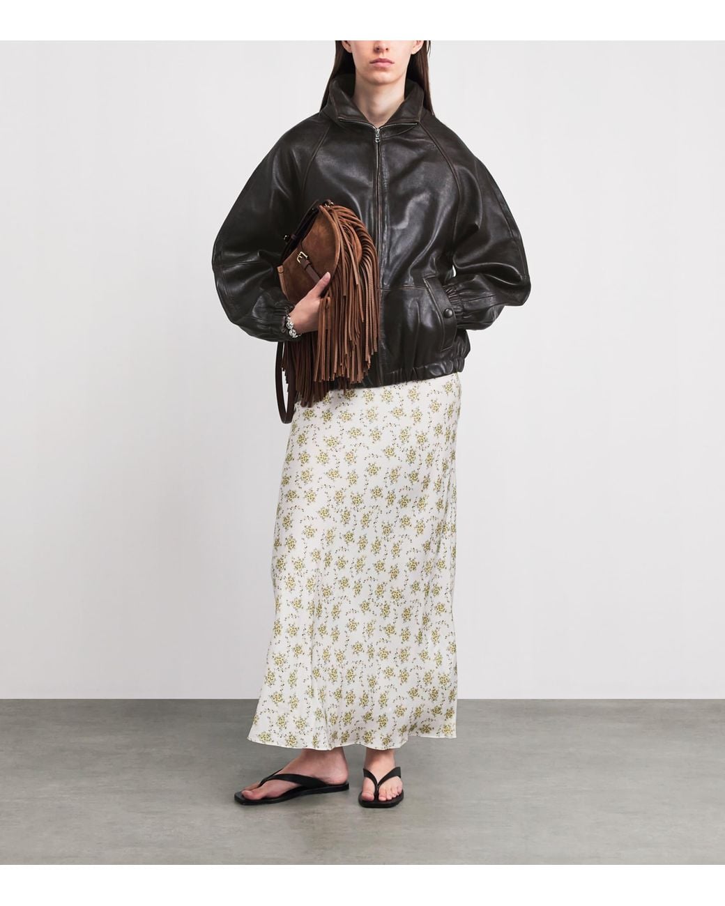 Sandro Black Oversized Leather Jacket