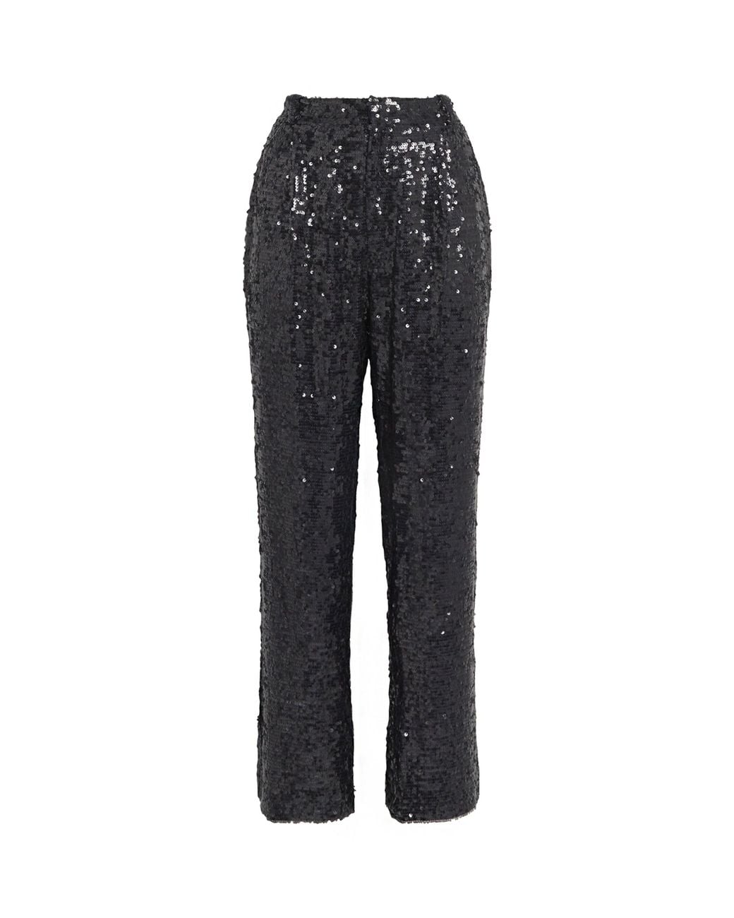 LAPOINTE Gray Sequin Pleated Tapered Trousers